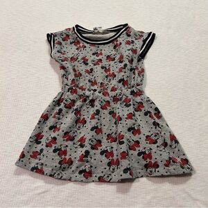 Disney Gray Black White Minnie Mouse Short Sleeve‎ Girl's Dress Size 2T